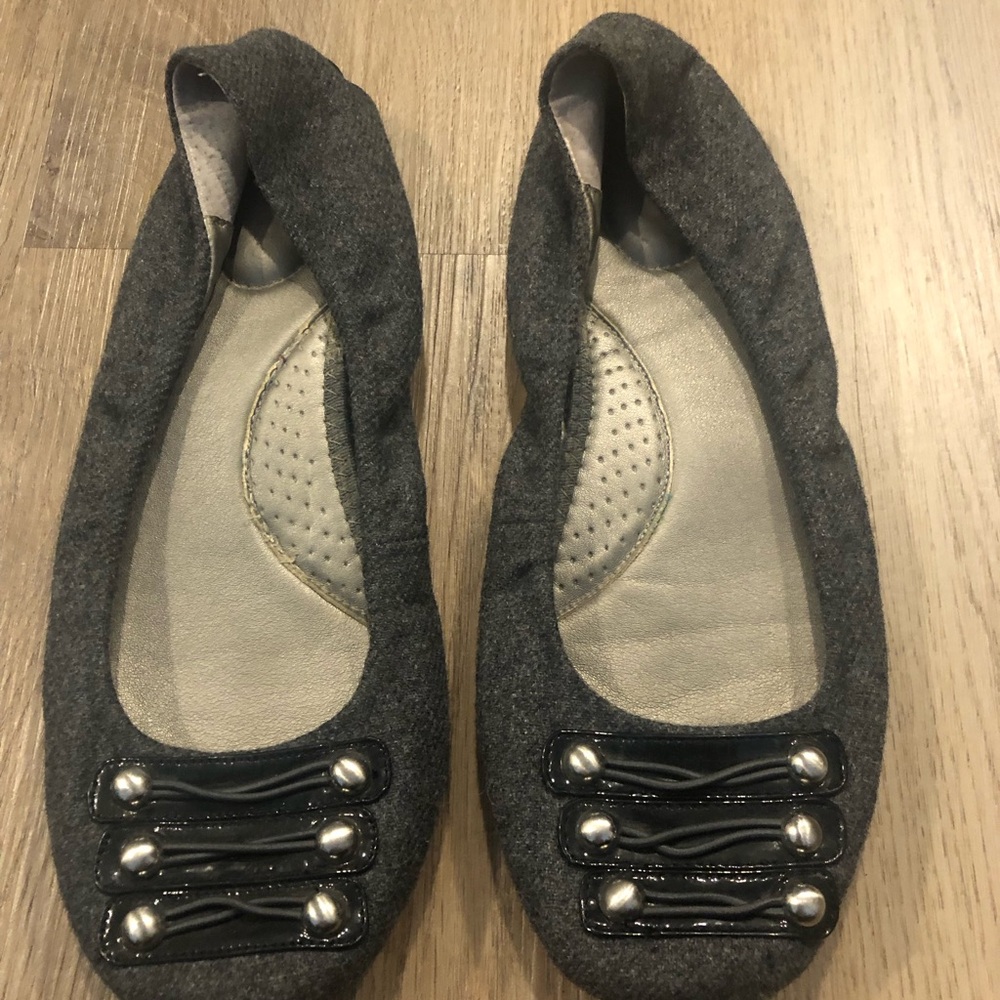 Me Too Gray and Black Flats with Decorative Studs